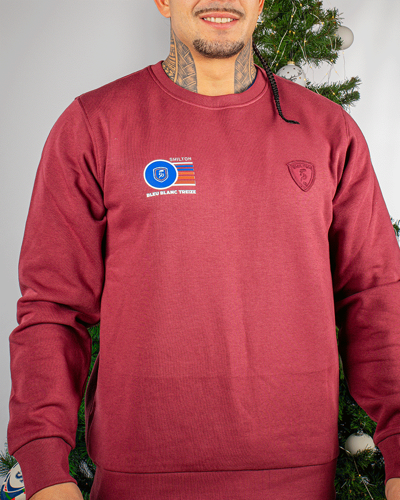 Sweat-col-rond-bleu-blanc-treize-rouge-merlot-3